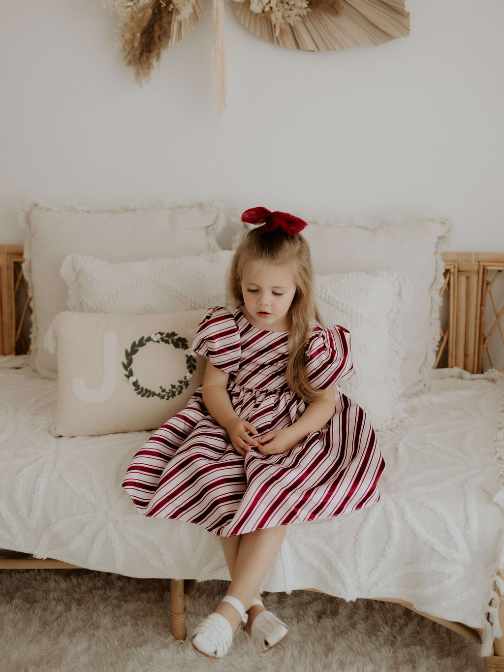 LuLu BeBe Girls Dana Dress - Christmas Candy Canes on White main image 1