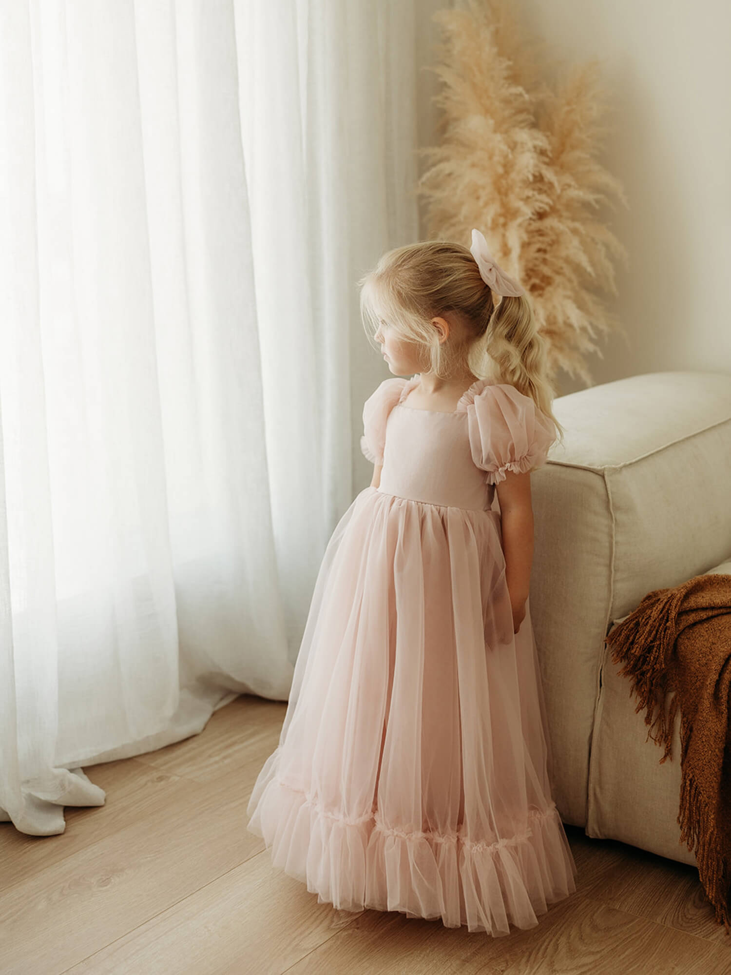 Gabrielle Flower Girl Dress - Full Length - Dusty Pink