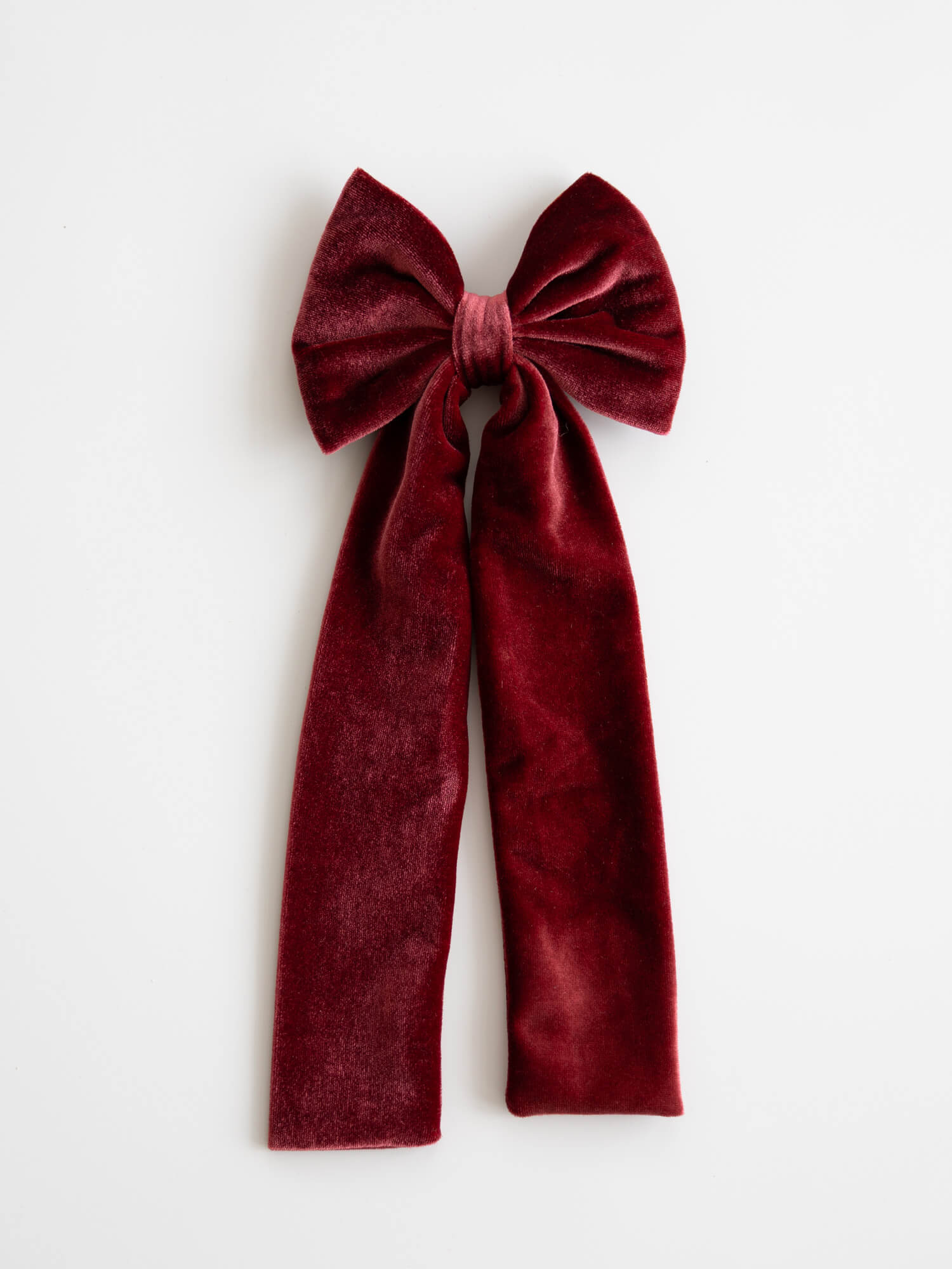 Medium girls crimson velvet hair bow for Christmas.