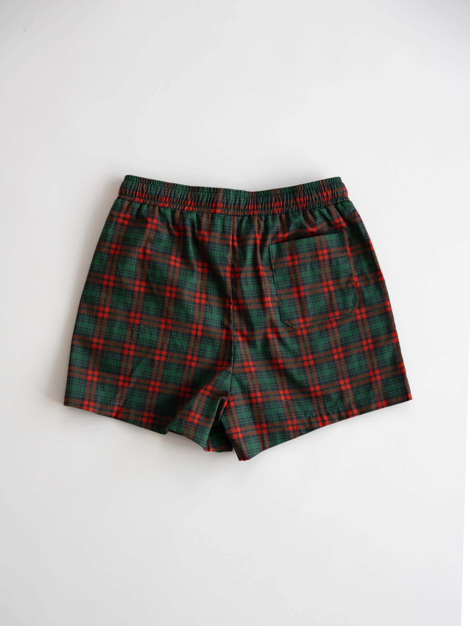 Boys tartan shorts in Christmas plaid.