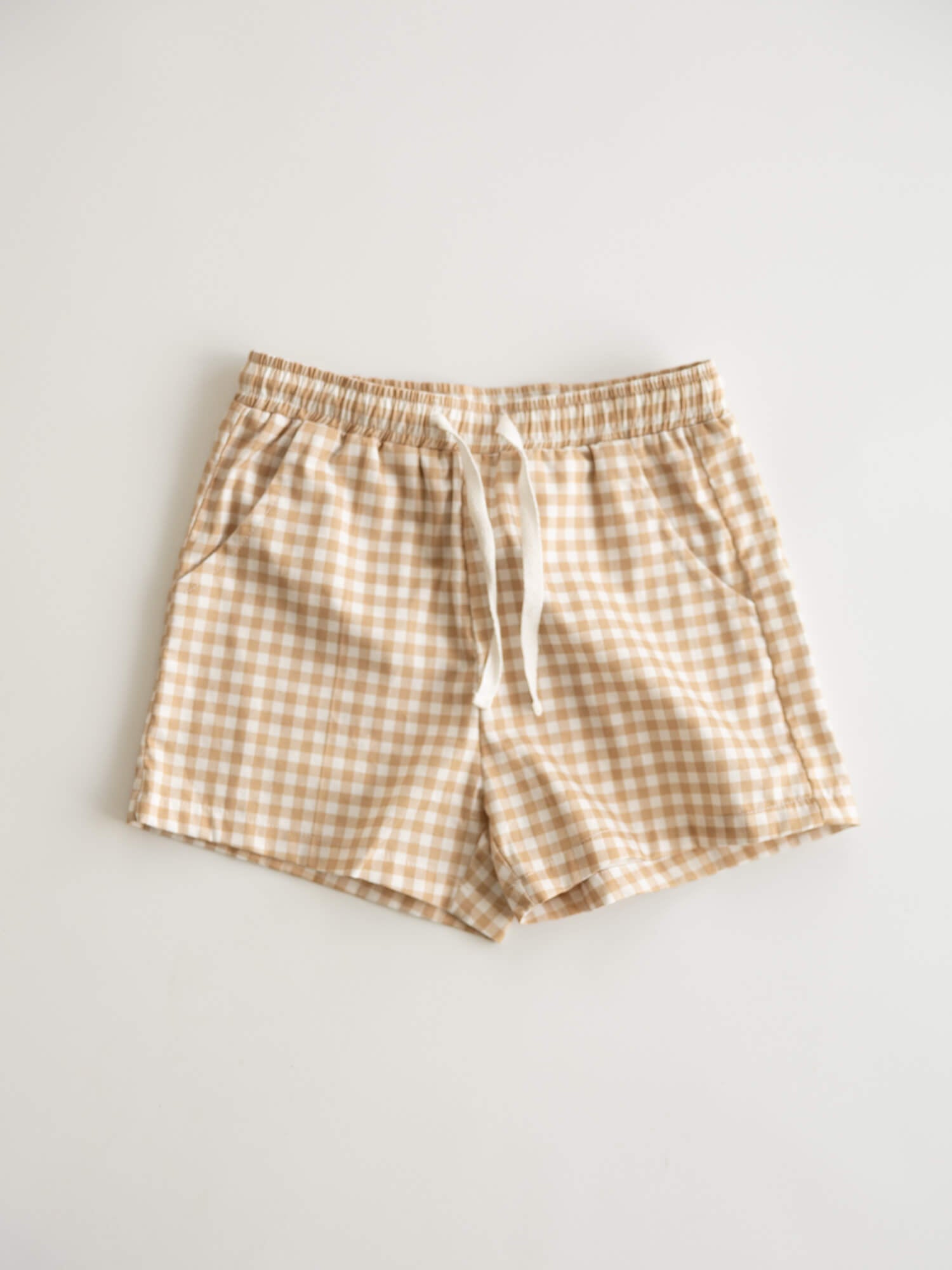 Noah Gingerbread plaid boys Christmas shorts.
