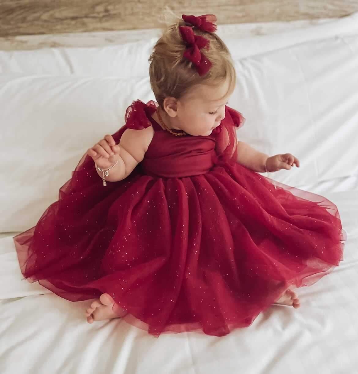 Tulle bows - Crimson