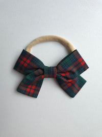 Christmas plaid bow baby headband.