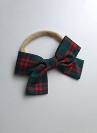 Baby girl Christmas plaid bow hair accessory.