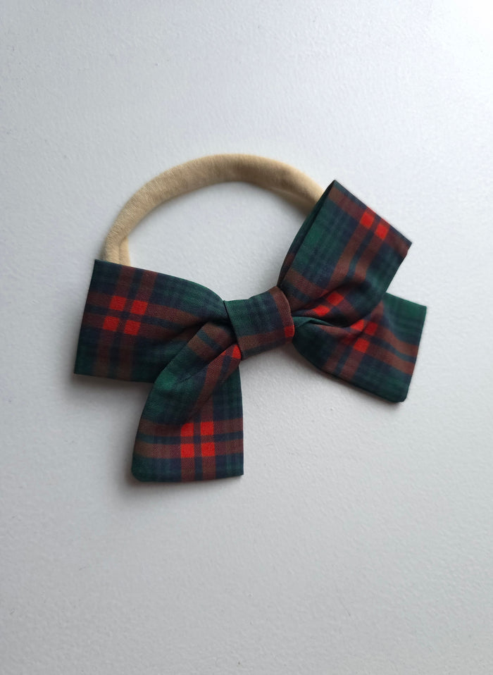 Baby girl Christmas plaid bow hair accessory.