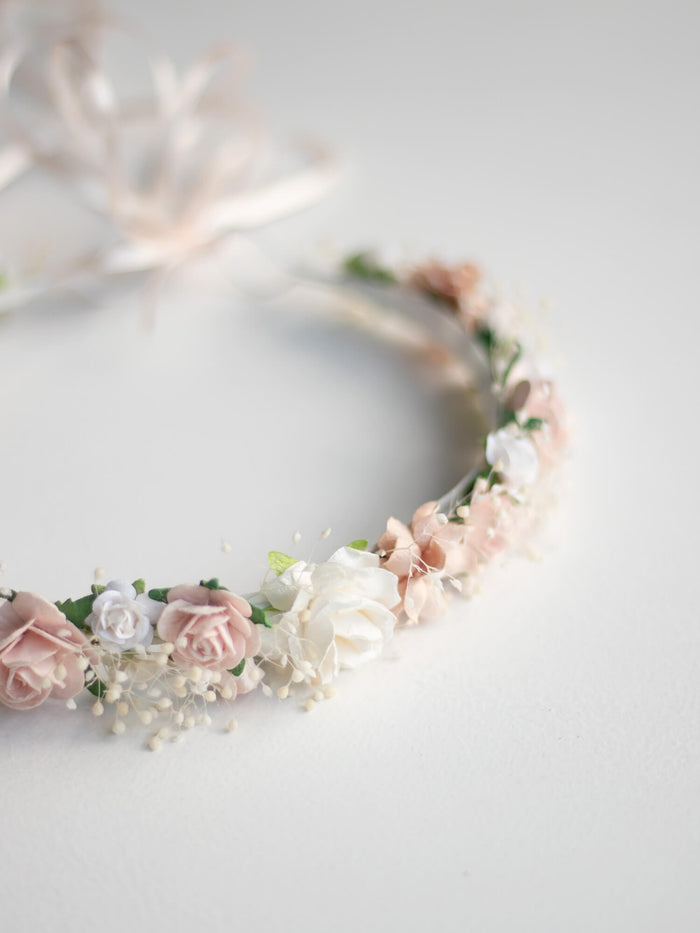 Elsie flower crown - peachy blush