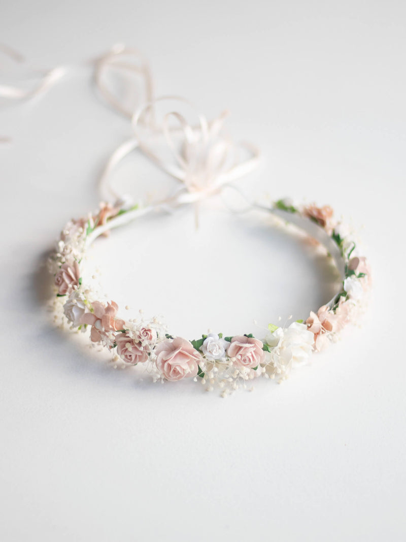 Elsie flower crown - peachy blush