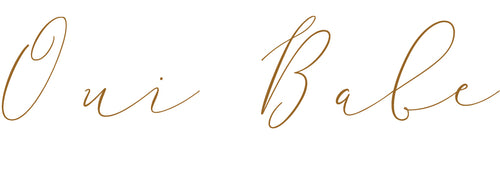 Oui Babe flower girl dress boutique logo - gold