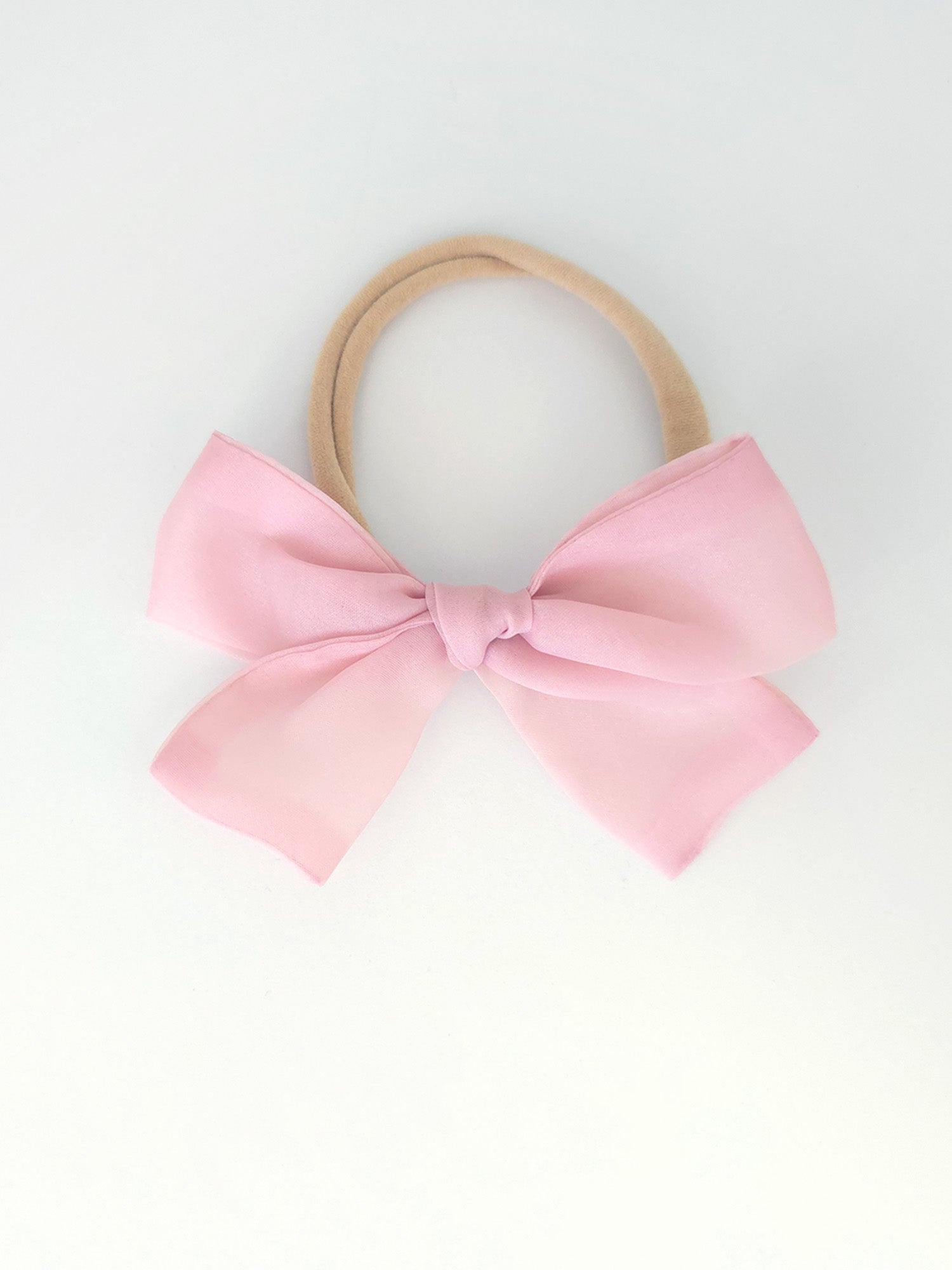 Blush organza bow baby headband.