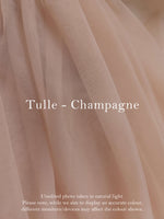 Colour swatch showing our champagne tulle, which is used to make our Eva champagne flower girl dress.