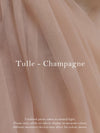 Colour swatch showing our champagne tulle, which is used to make our Layla champagne flower girl romper.