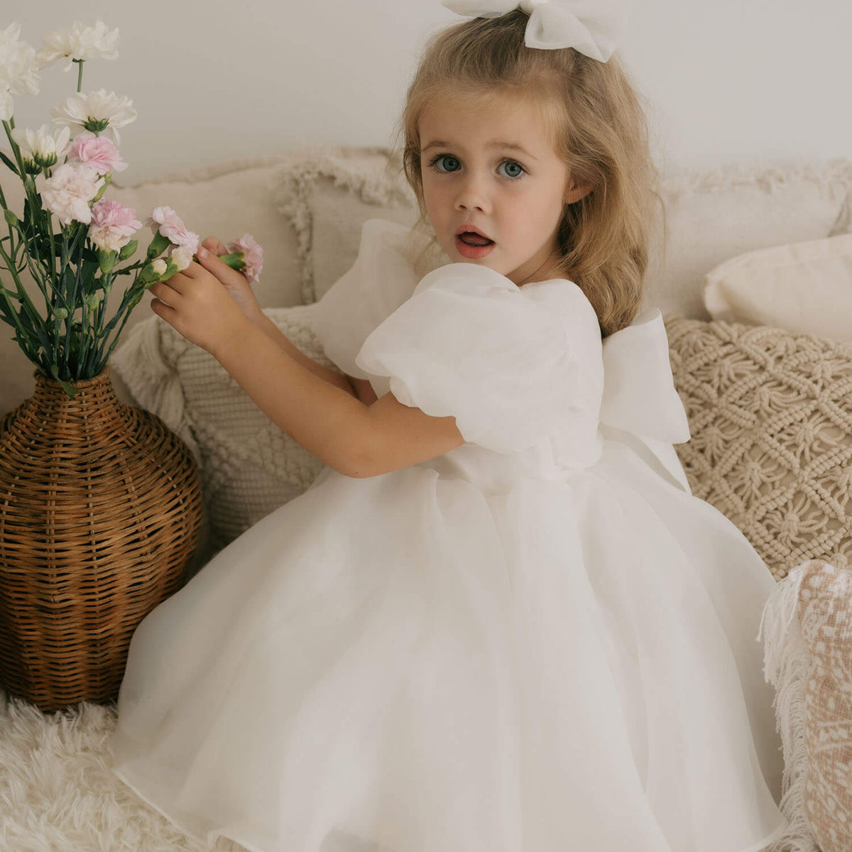 Cleo Dress - Puff Sleeve Flower Girl Dress