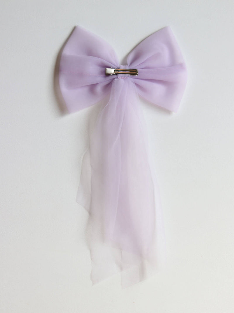 The back of our large lilac tulle hair bow.