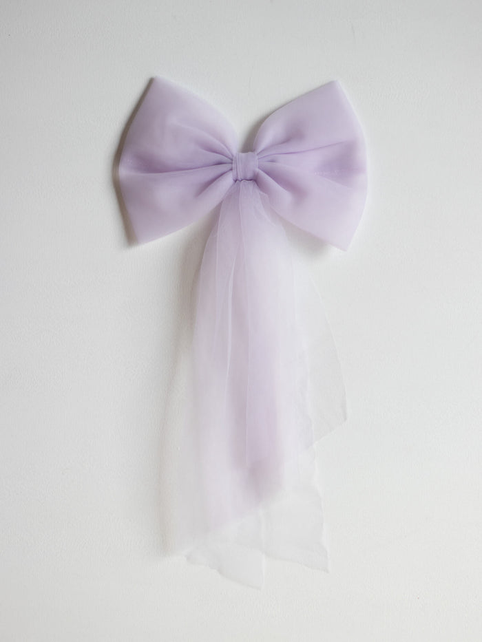 Large lilac tulle hair bow.