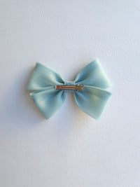 The back of our jade green organza hair bow.