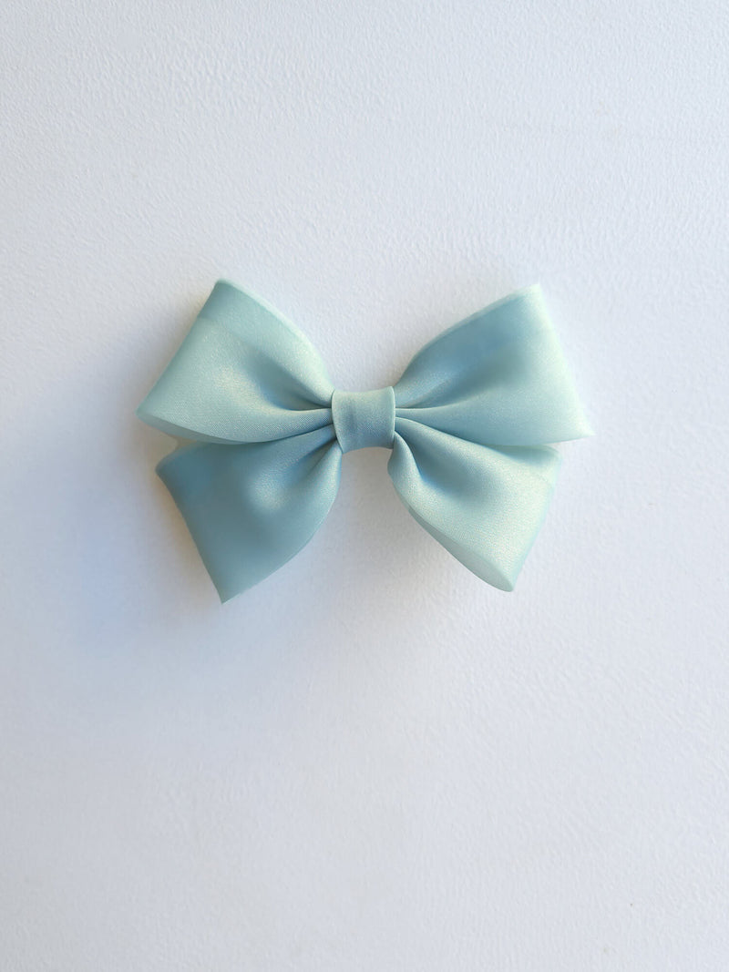 Girls jade green organza hair bow.