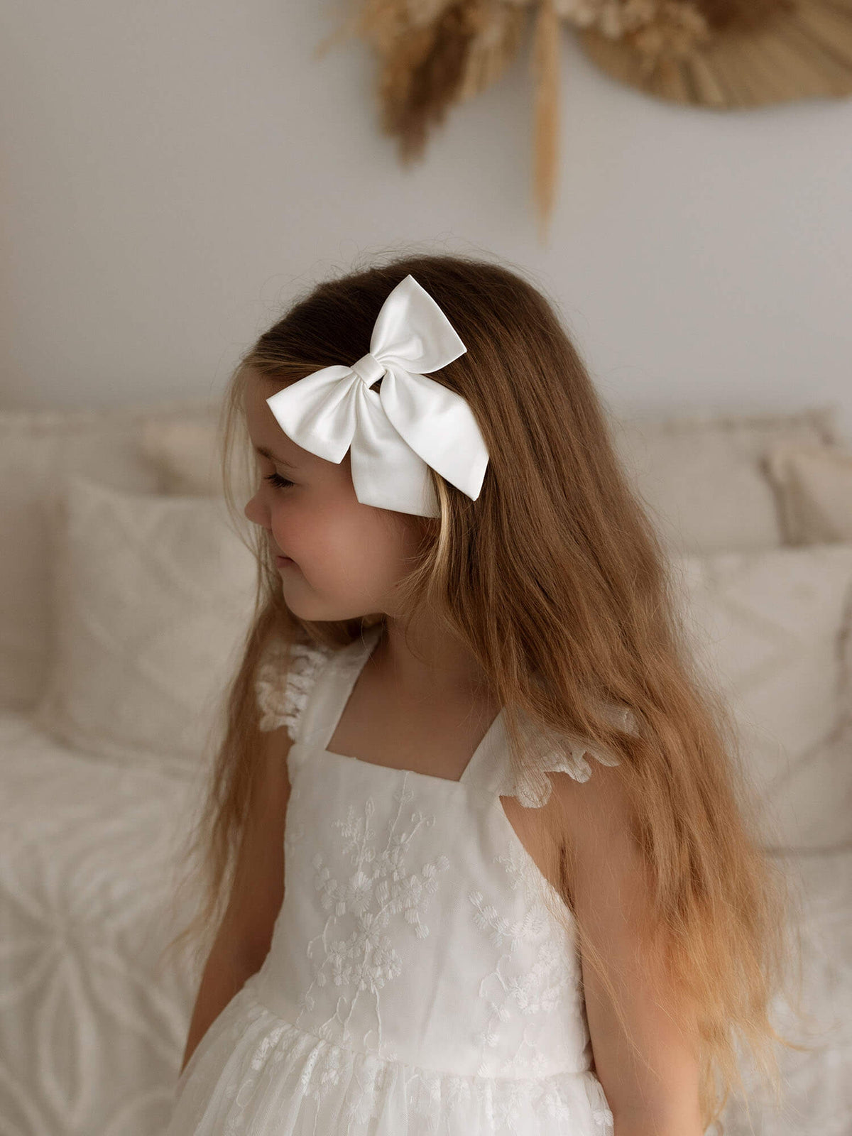 Satin bow - ivory - small