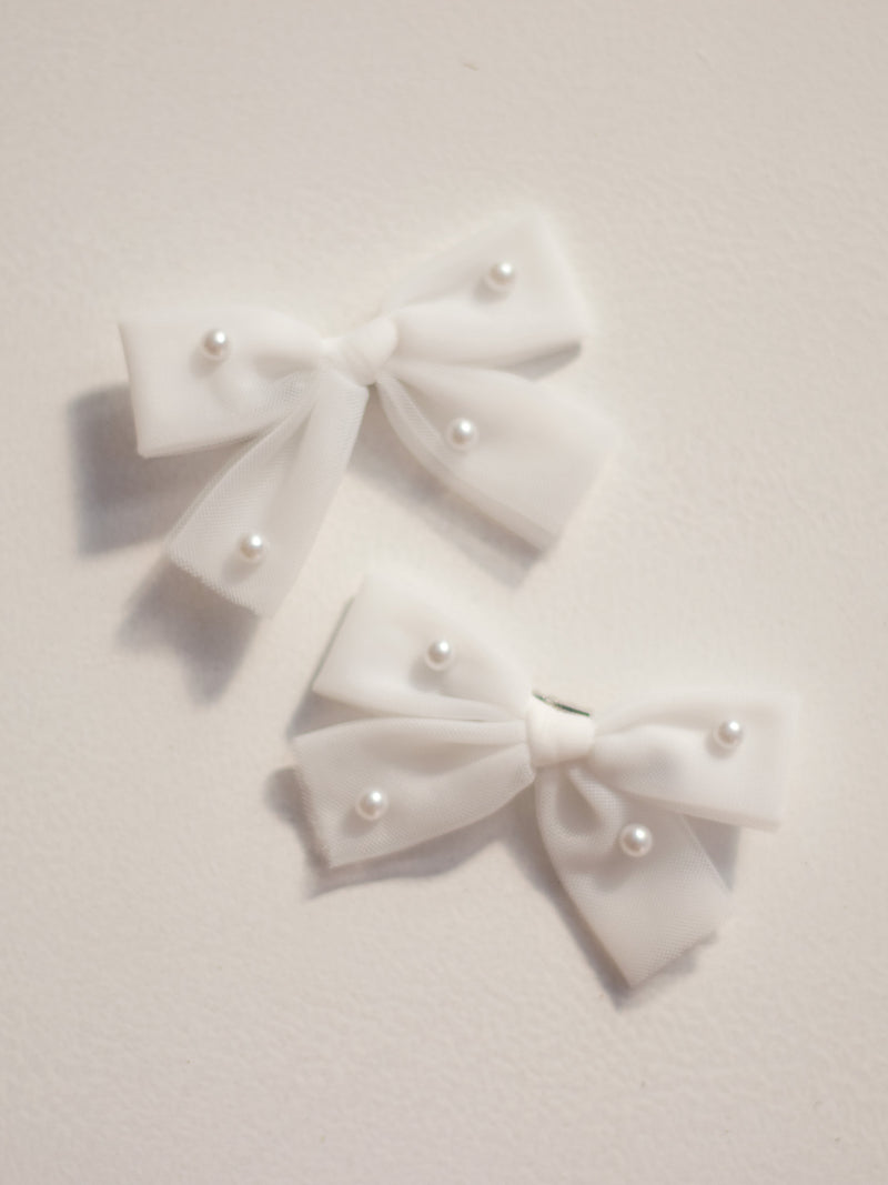 Tulle bows - Ivory pearl bead