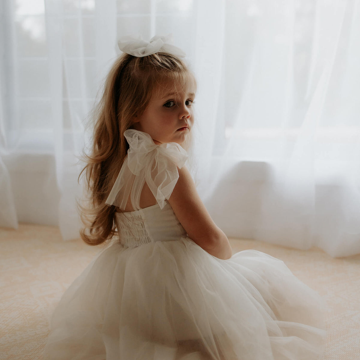 Harper Dress - Cream Tulle Flower Girl Dress - Oui Babe