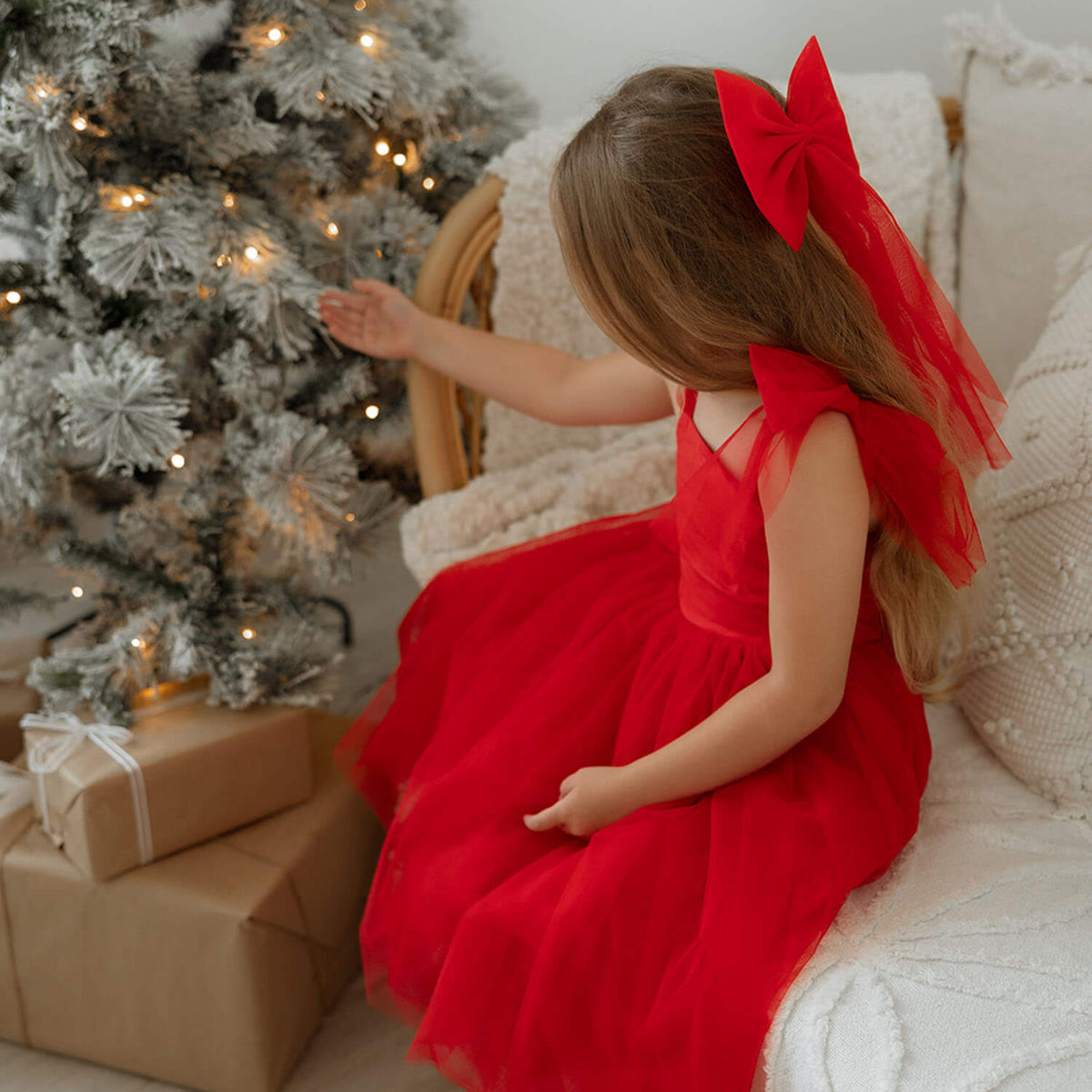 Harper Girls Christmas Dress - Ruby Red