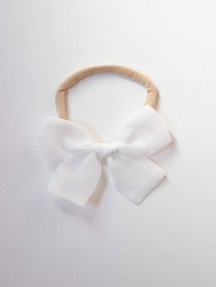 Ivory organza bow baby headband.