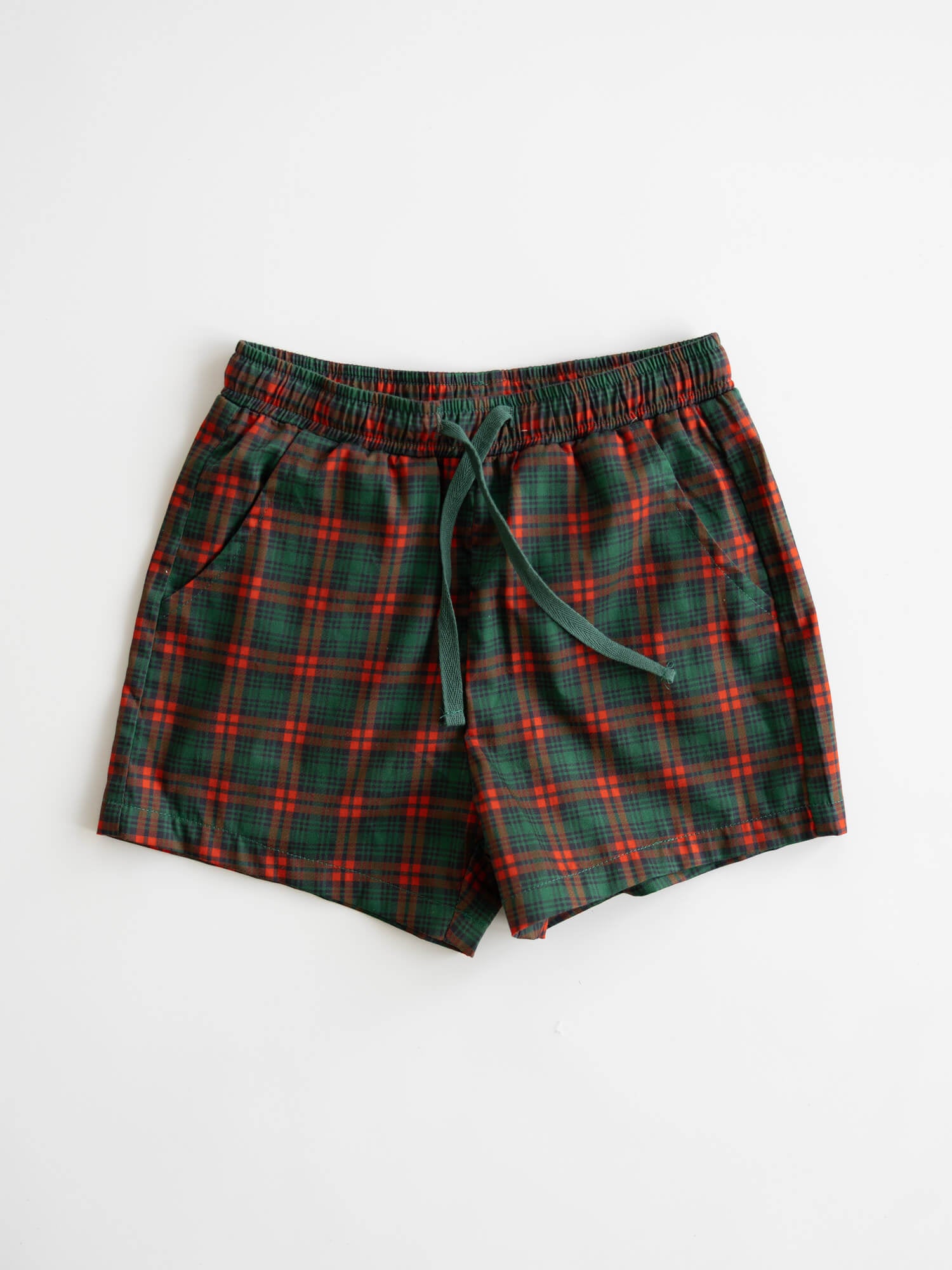 Boys Christmas tartan shorts.