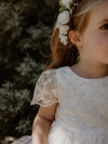 Lace details of our Pippa flower girl dress.