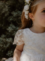 Lace details of our Pippa flower girl dress.