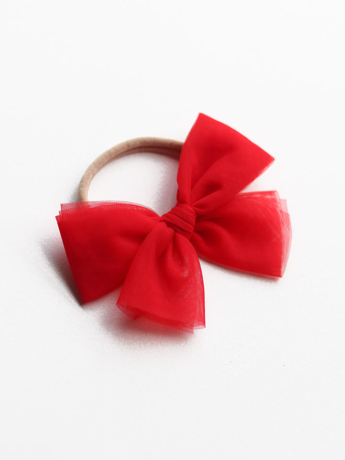 Tulle bow headband - ruby red