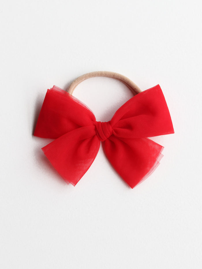 Tulle bow headband - ruby red