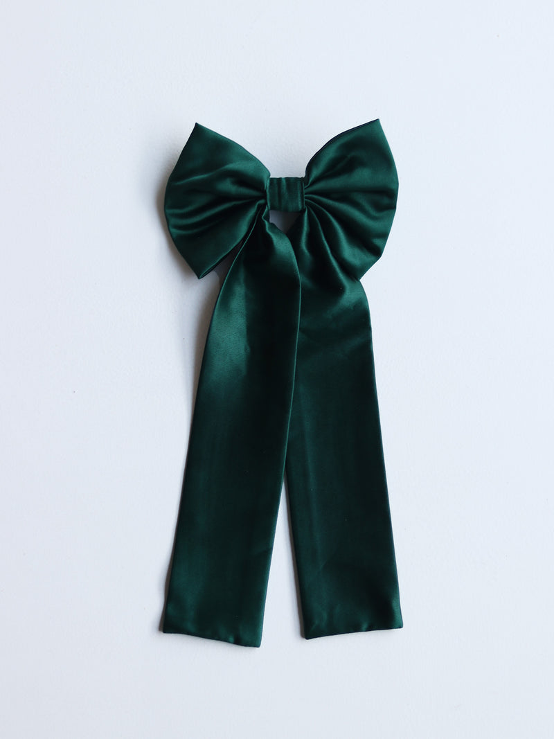 Satin bow - emerald
