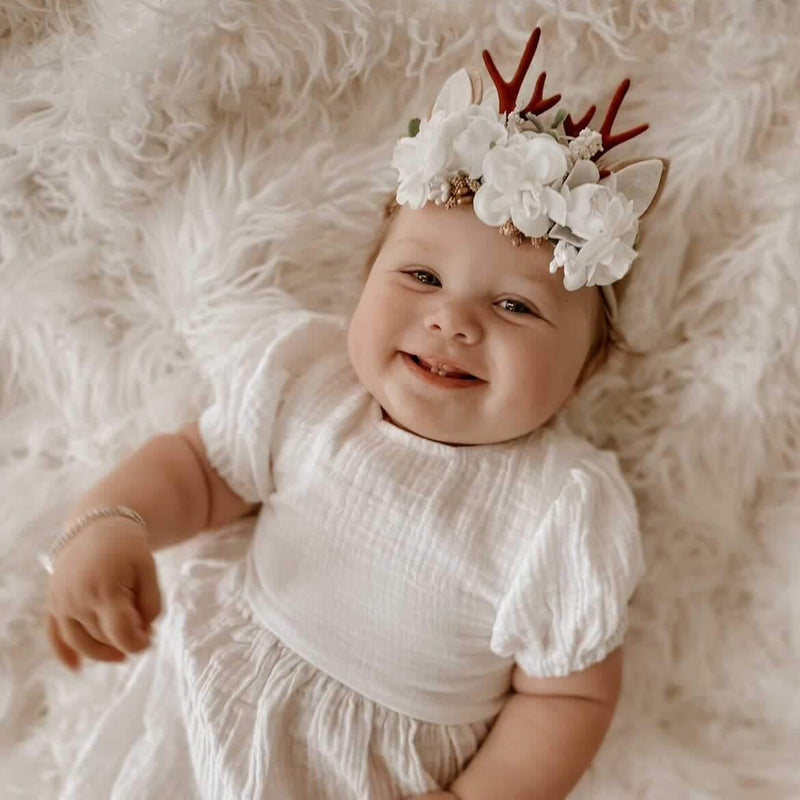 Christmas baby floral headband - ivory