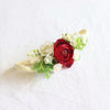 Aubrey floral headband - Flower crown - Wine and ivory blooms side view.
