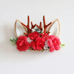 Christmas baby floral headband - red