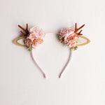 Christmas floral headband - blush pigtails