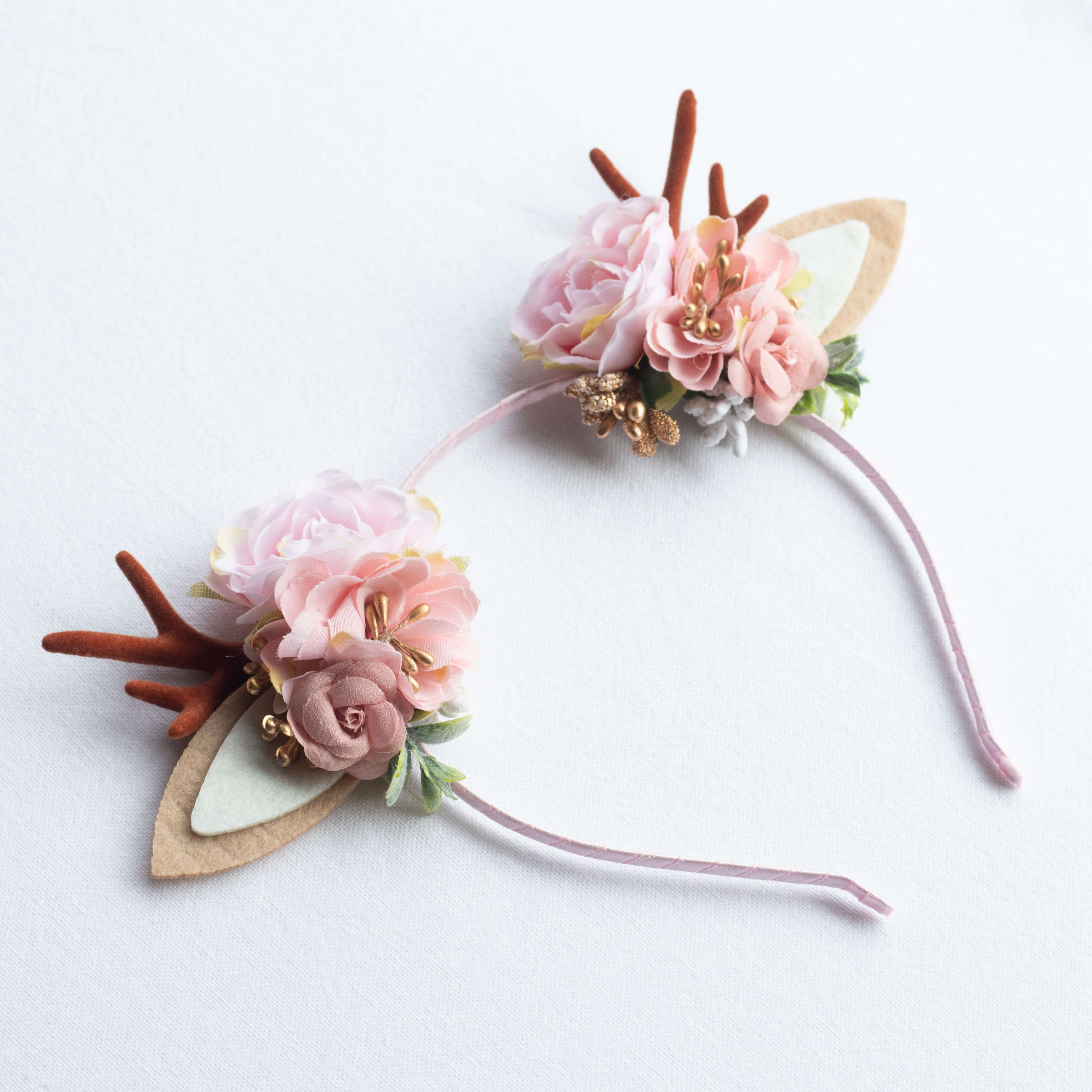 Christmas floral headband - blush pigtails