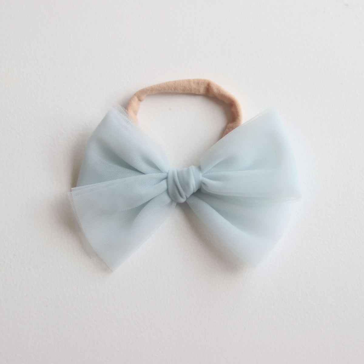 Tulle bow headband - dusty blue