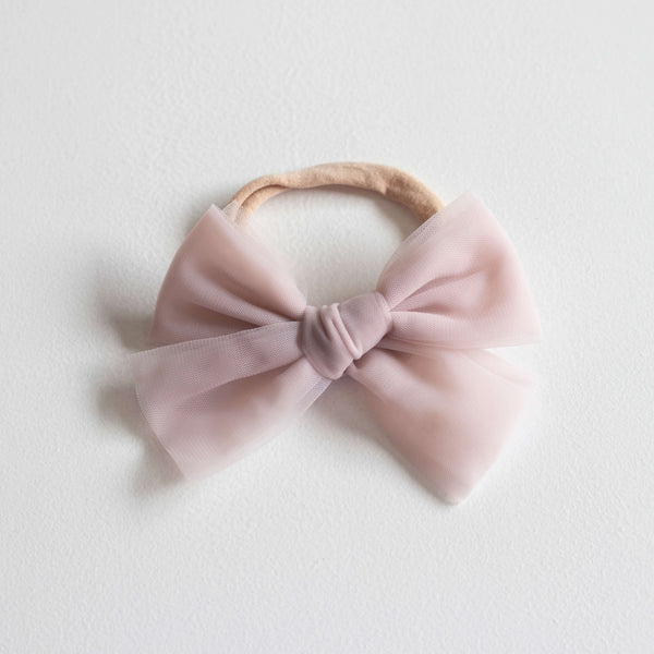 Tulle Bow Baby Headband - Dusty Pink - Oui Babe