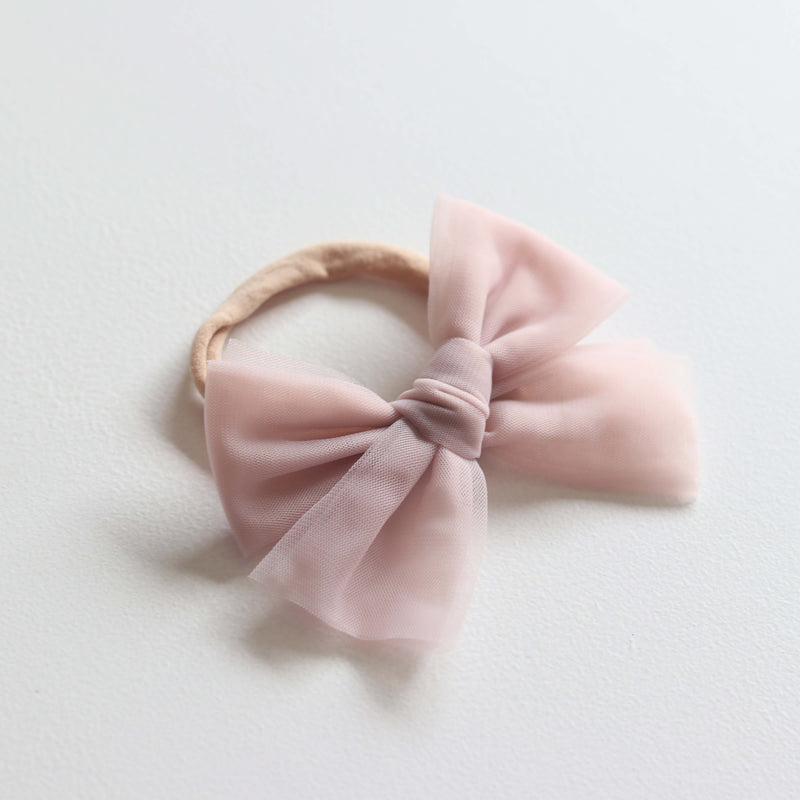 Tulle bow headband - dusty pink