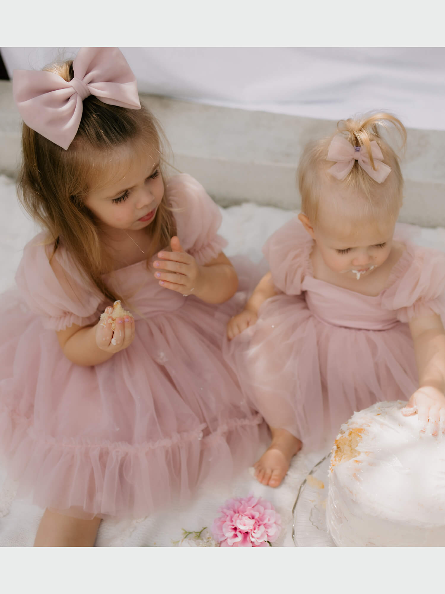 Tulle bow - classic - dusty pink