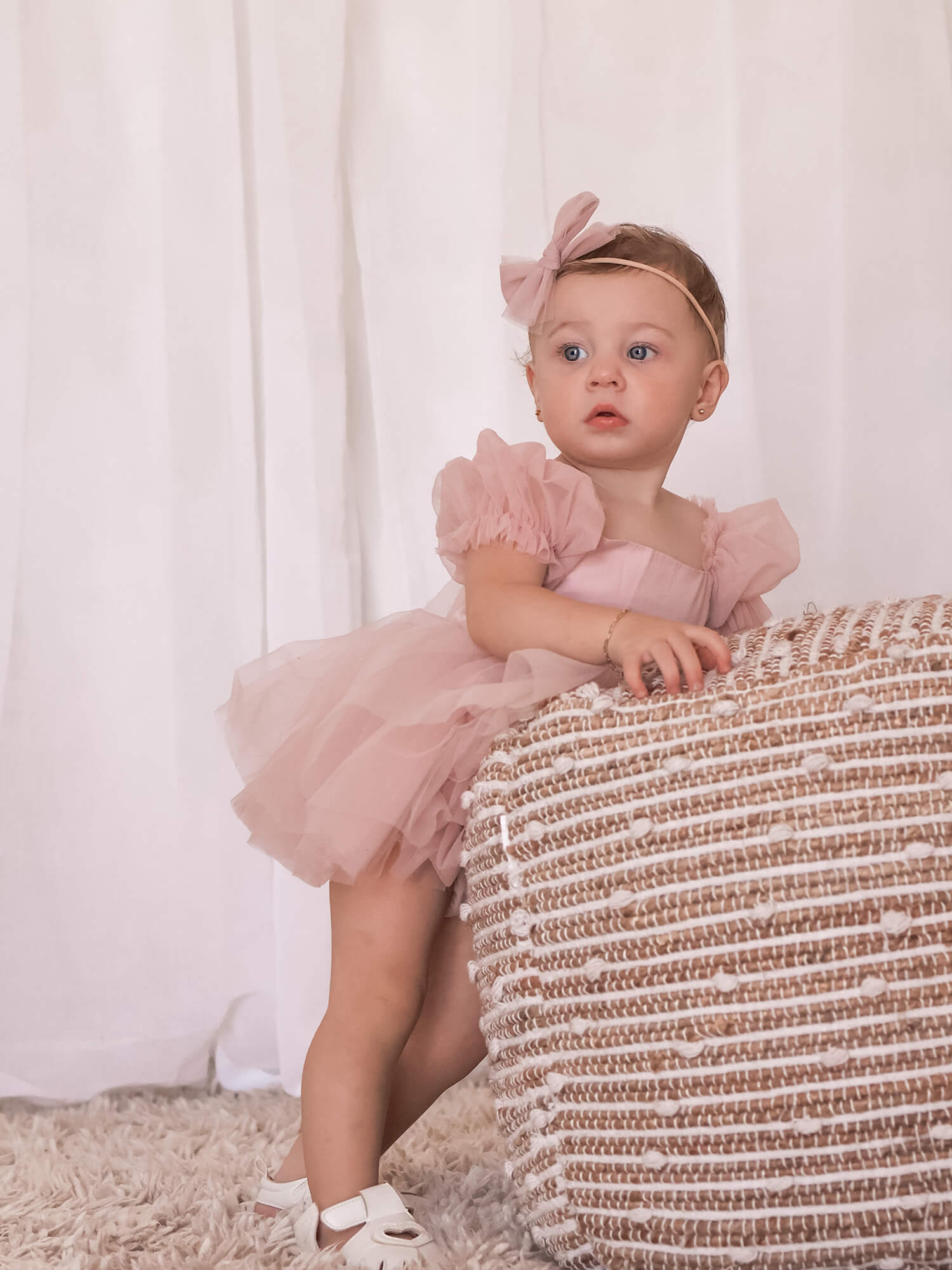 Gabrielle baby flower girl dress in dusty pink.