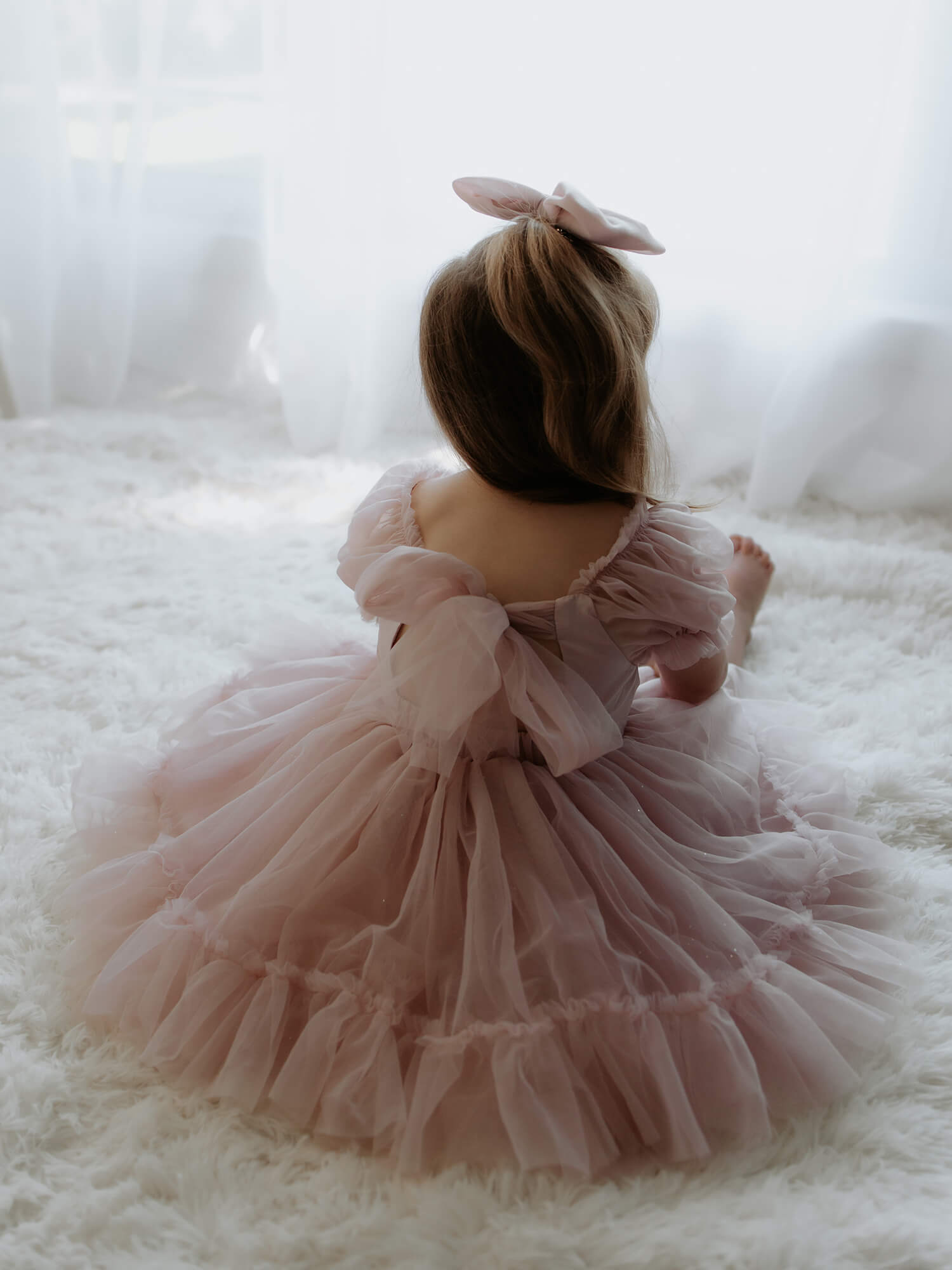 Dusty rose tulle flower girl dress online