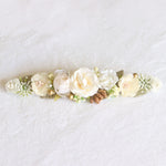 Sage baby floral headband, this baby flower crown is ivory in colour with gold accents. A baby flower crown for flower girls, weddings, birthday parties and baby photography.