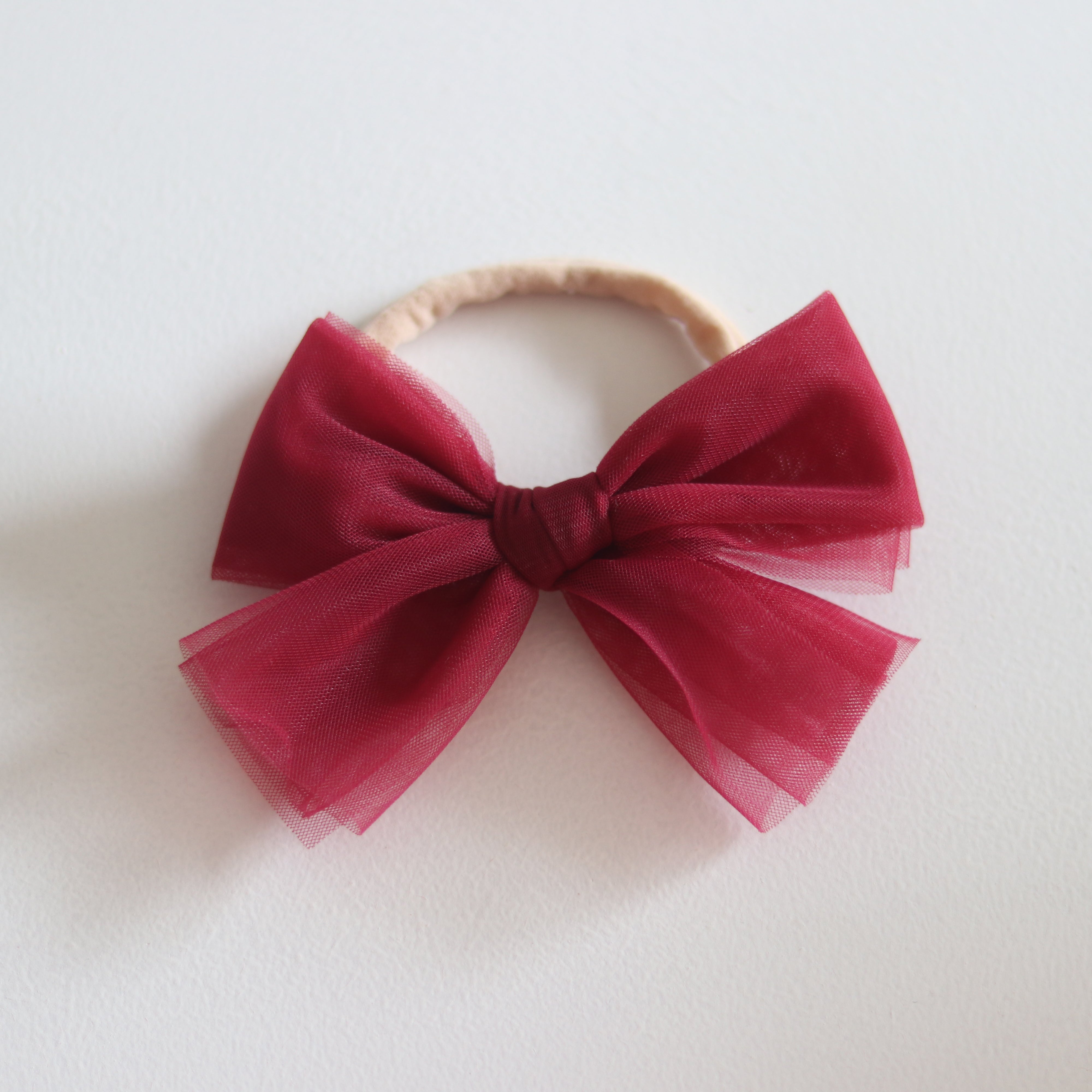 Tulle bow headband - crimson